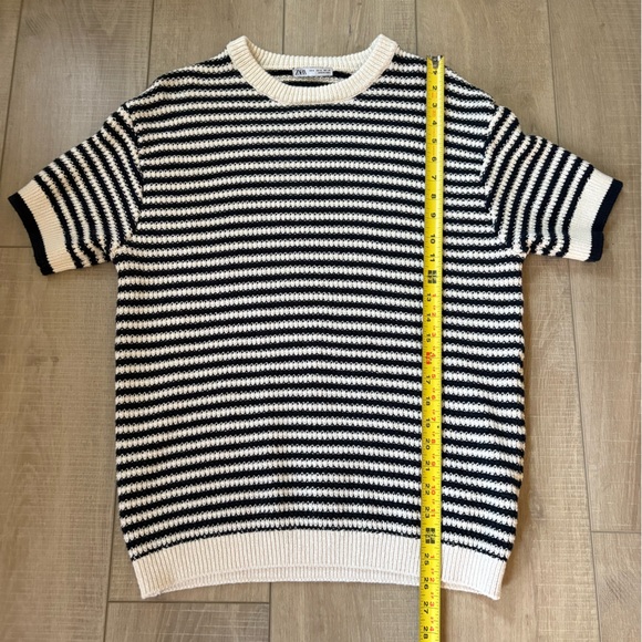 Zara navy and Cream Striped Knit Top - Picture 6 of 7